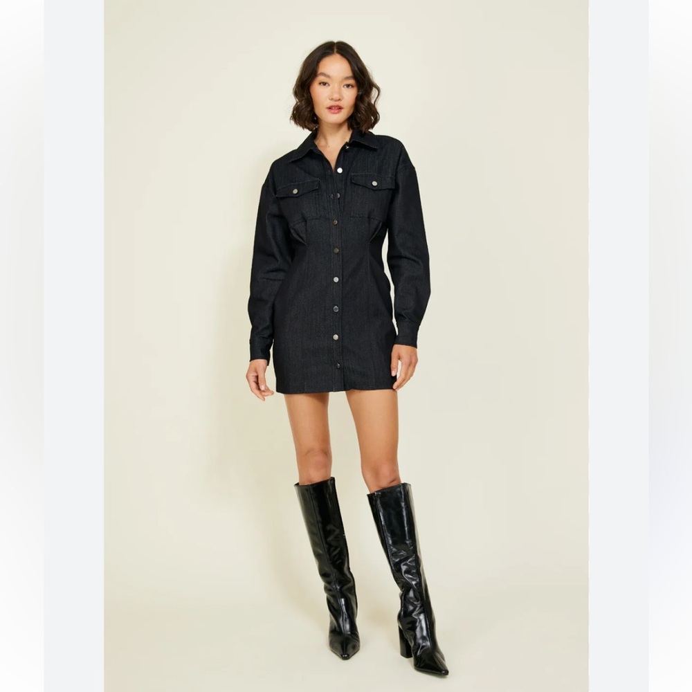 Line & Dot Mora Button Down Long Sleeve Dress
